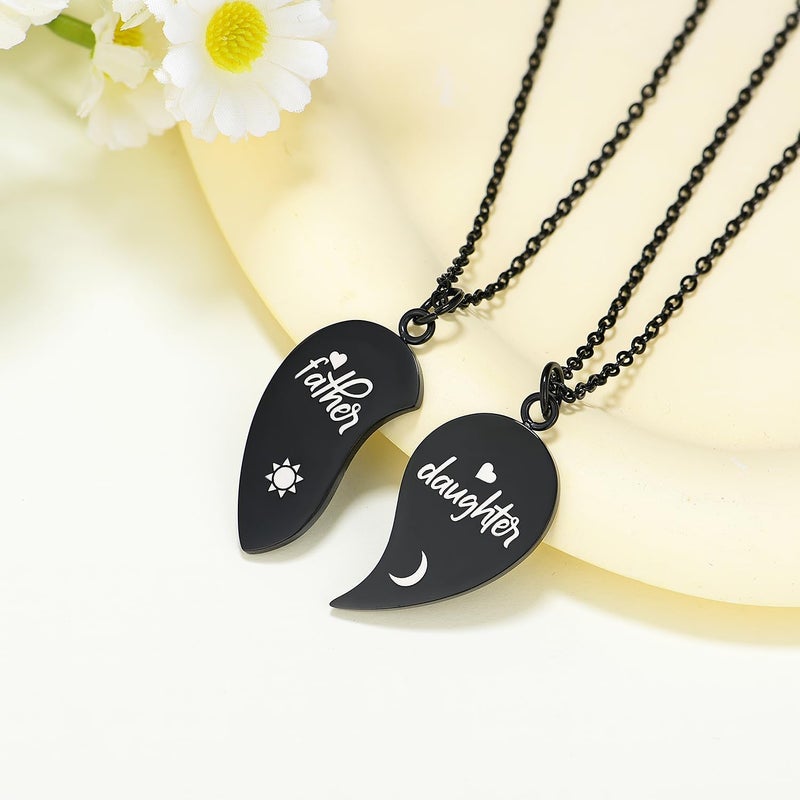 Yonhon Father Daughter Necklace for 2, Father Daughter Matching Bracelet Set for 2 - Image 3